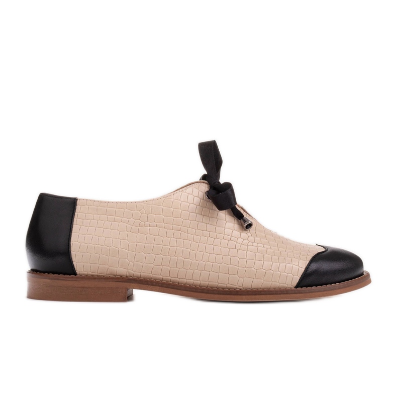Marco Shoes Sapatos de jazz de couro com atacadores em relevo 2225P-1284-001-1 bege