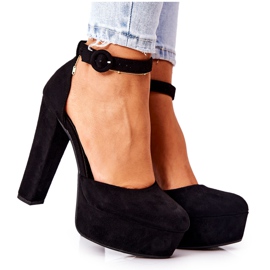 SEA Bomba de salto feminino com plataforma de camurça preta Netel preto