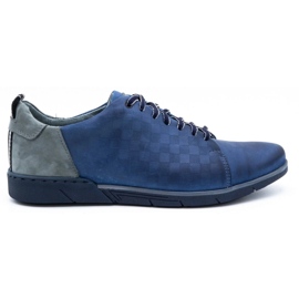 Polbut Sapatos casuais de couro masculino 2114 azul marinho azul-marinho