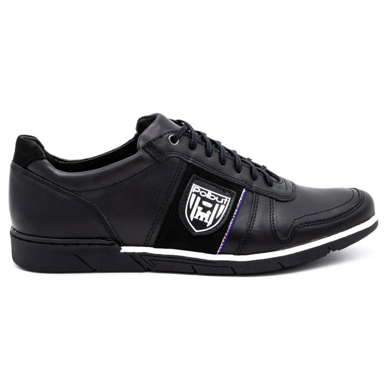 Polbut Sapatos de couro casuais masculinos 2113 grão preto