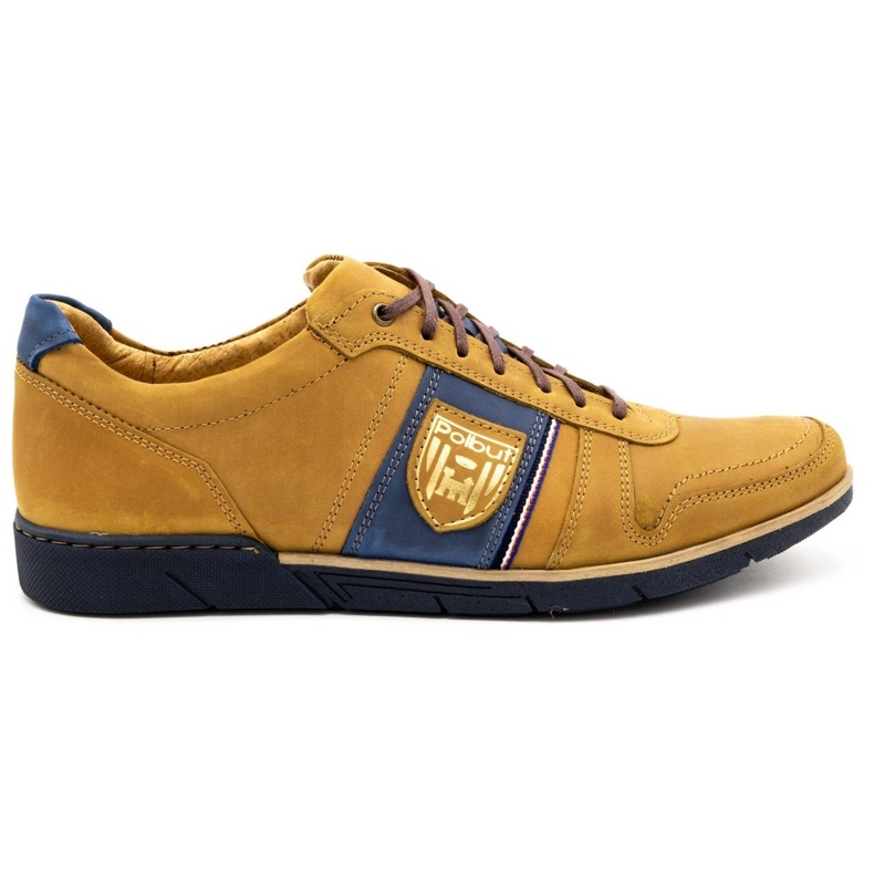 Polbut Sapatos casuais de couro masculino 2113 vermelho multicolorido amarelo