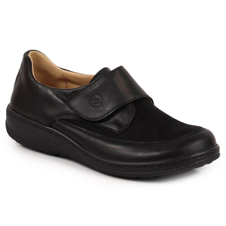 Sapatos de couro com velcro Helios W 395 preto