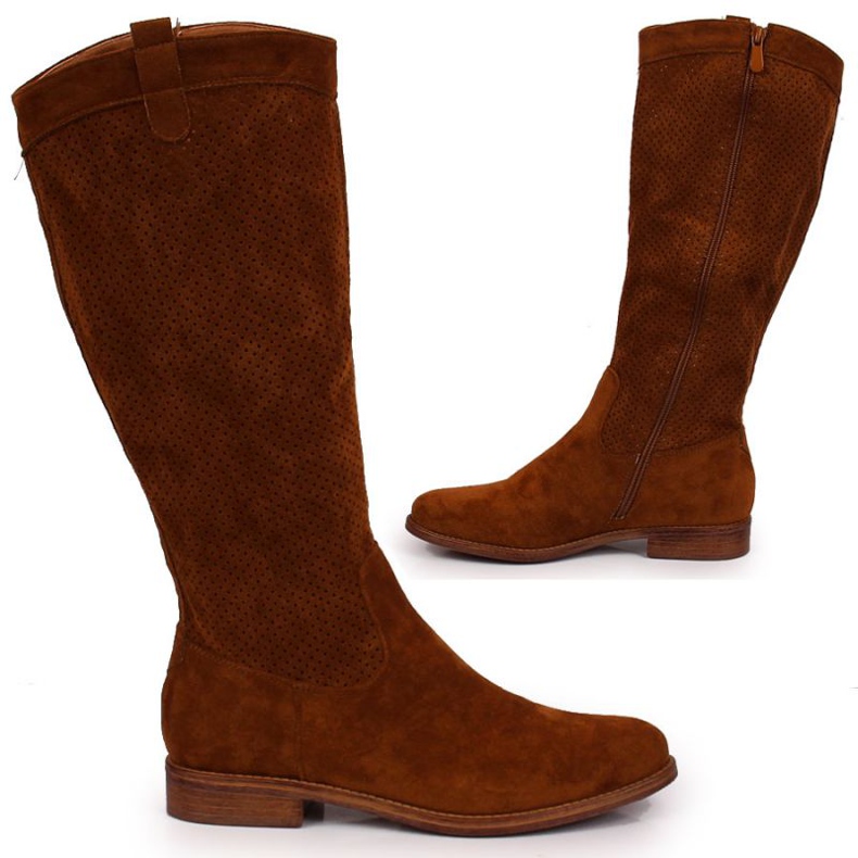 Botas de mola vazadas S. Barski W OLI139B camelo castanho