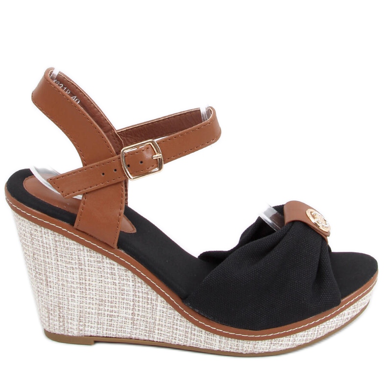 Leyla Sandália de cunha preta castanho