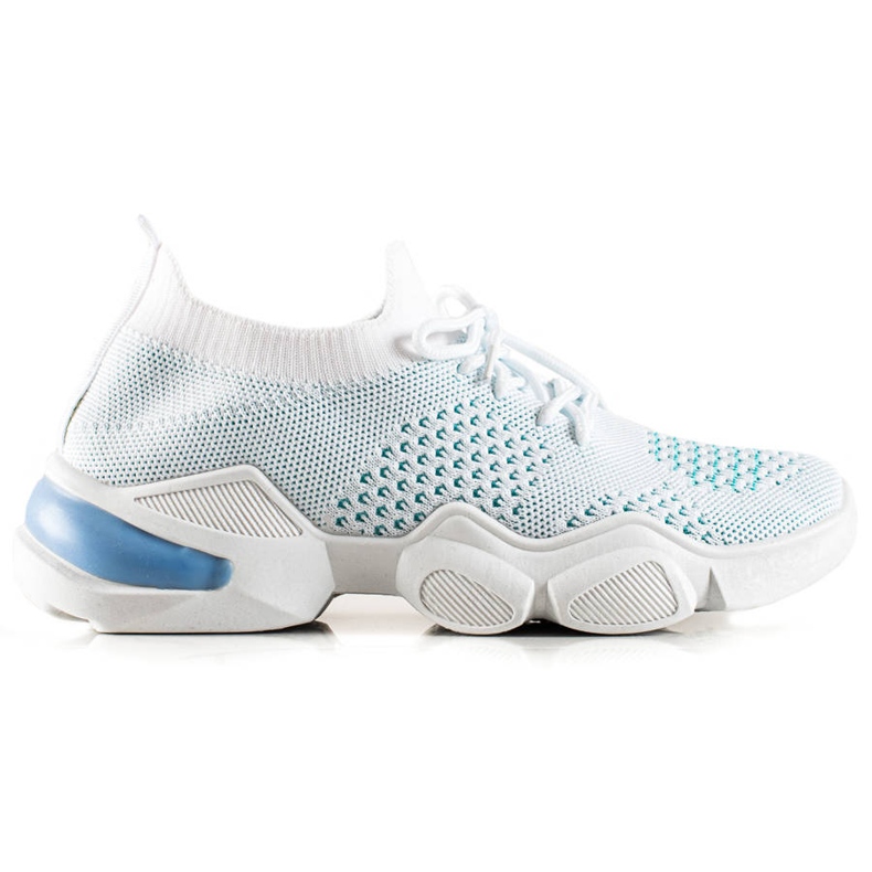 TRENDI Tênis branco com cordões azul