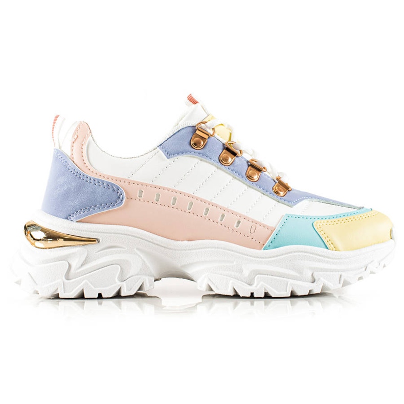 TRENDI Tênis coloridos elegantes branco multicolorido