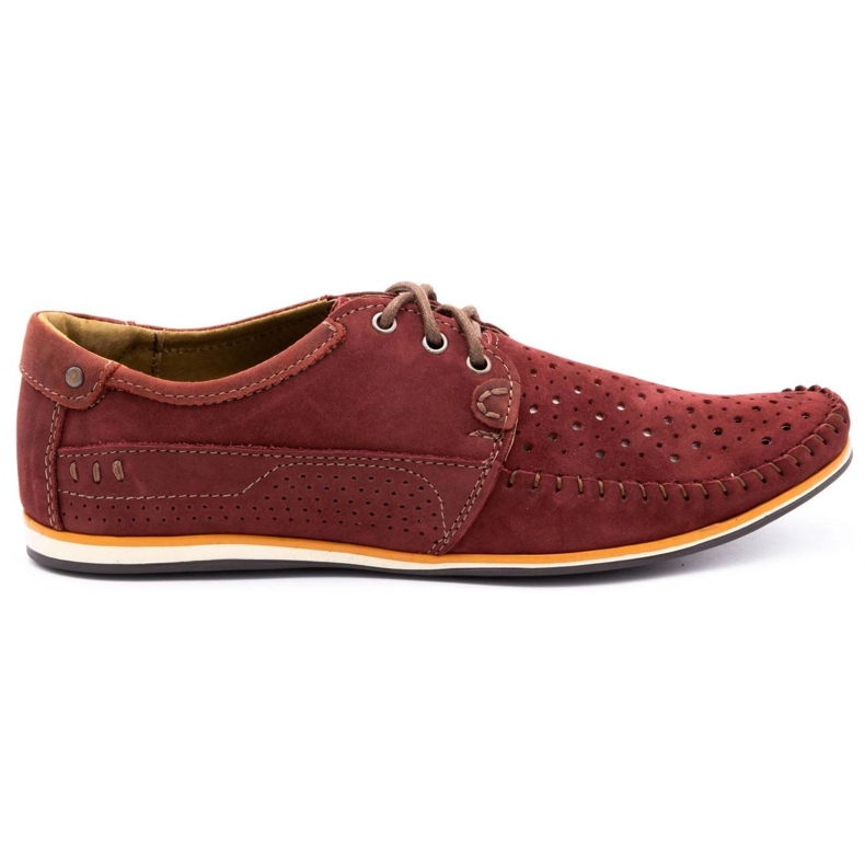 KOMODO Sapatos masculinos mocassins de couro 875 verão borgonha vermelho