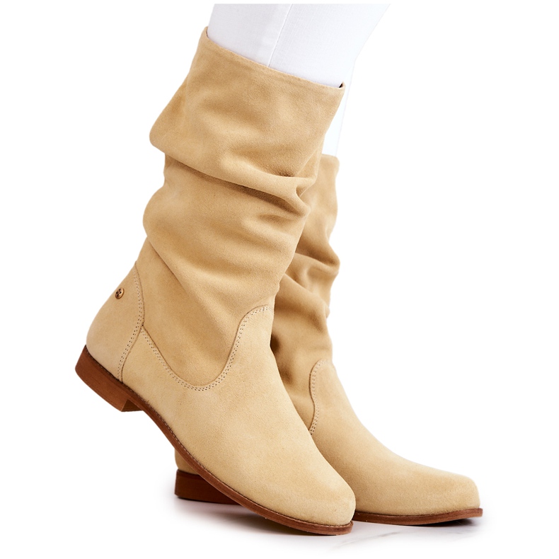 Botas altas de camurça feminina Maciejka 05057-07 Amarelo