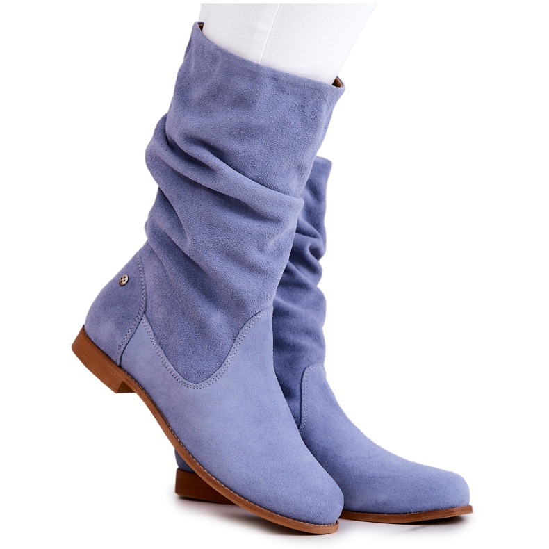 Botas Femininas de Camurça Maciejka 05057-06 Azul