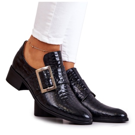 Sapatos de couro com fivela preta Taliya preto Sapatos de couro com fivela preta Taliya preto