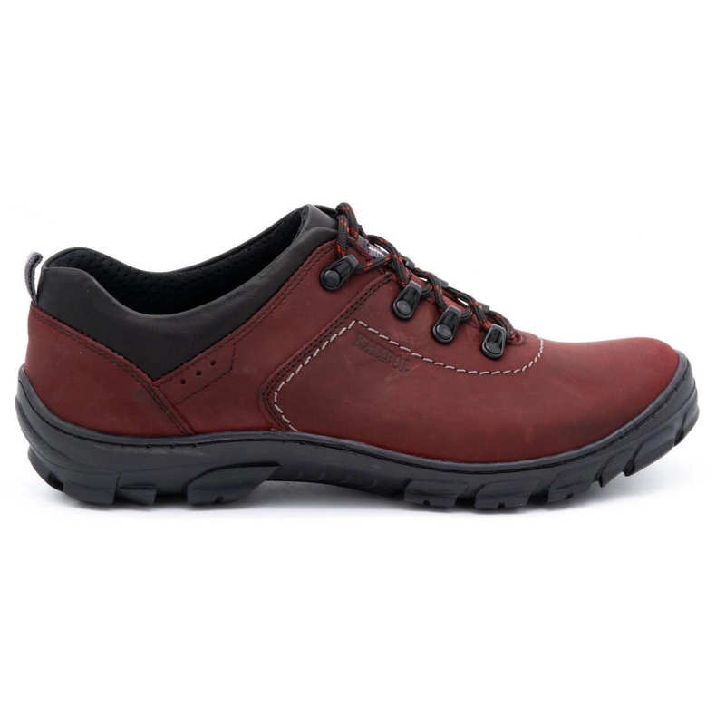Kampol Sapatos de trekking de couro para homem 36 borgonha vermelho