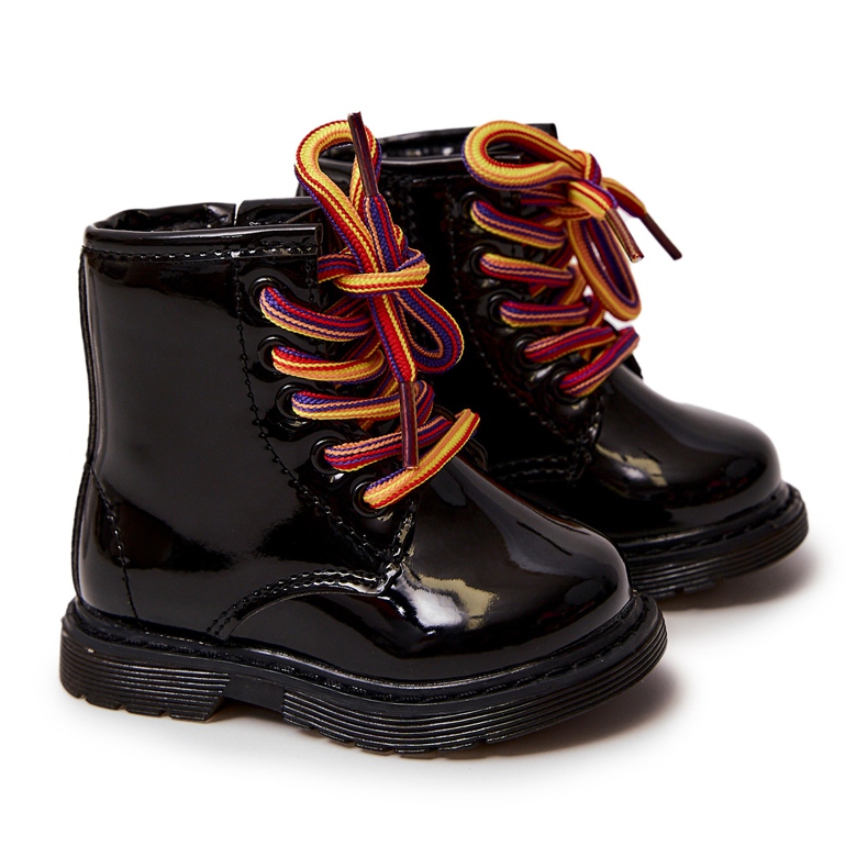 Botas infantis lacadas com zíper preto Tibbie