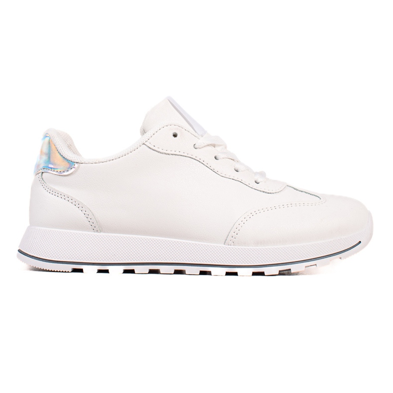 TRENDI Sapatos esportivos clássicos feitos de couro ecológico branco