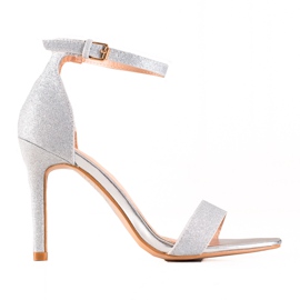 Salto alto prateado com glitter VINCEZA prata cinza