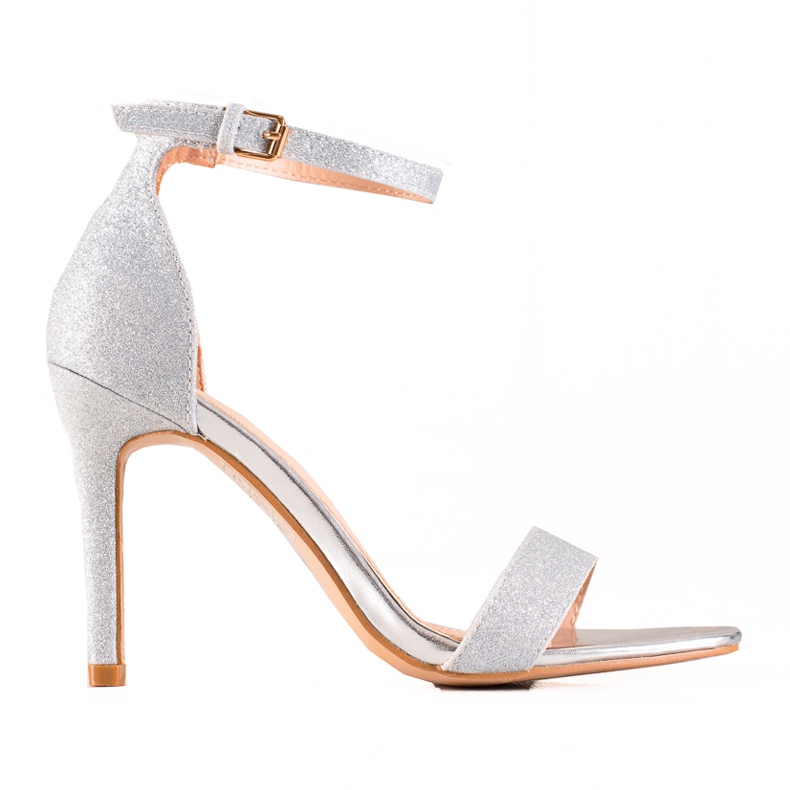 Salto alto prateado com glitter VINCEZA prata cinza