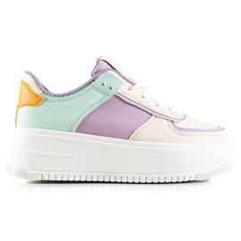 TRENDI Tênis da moda em uma ampla plataforma bege multicolorido