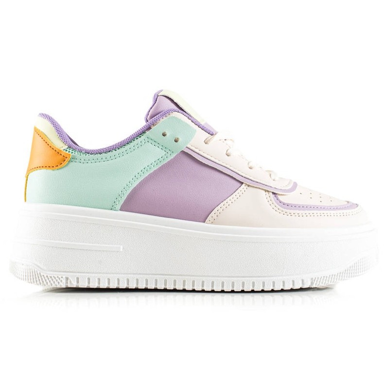 TRENDI Tênis da moda em uma ampla plataforma bege multicolorido