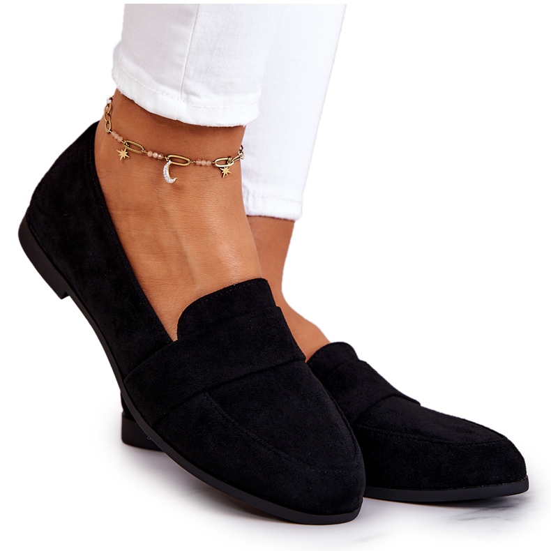 PE1 Mocassim Jayden de camurça preta com cinto preto