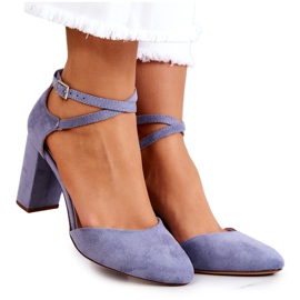 Bombas de camurça em um pilar Sergio Leone SK851 Azul Bombas de camurça em um pilar Sergio Leone SK851 Azul