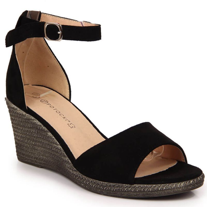 Sandálias de cunha Potocki W WOL50A preta preto