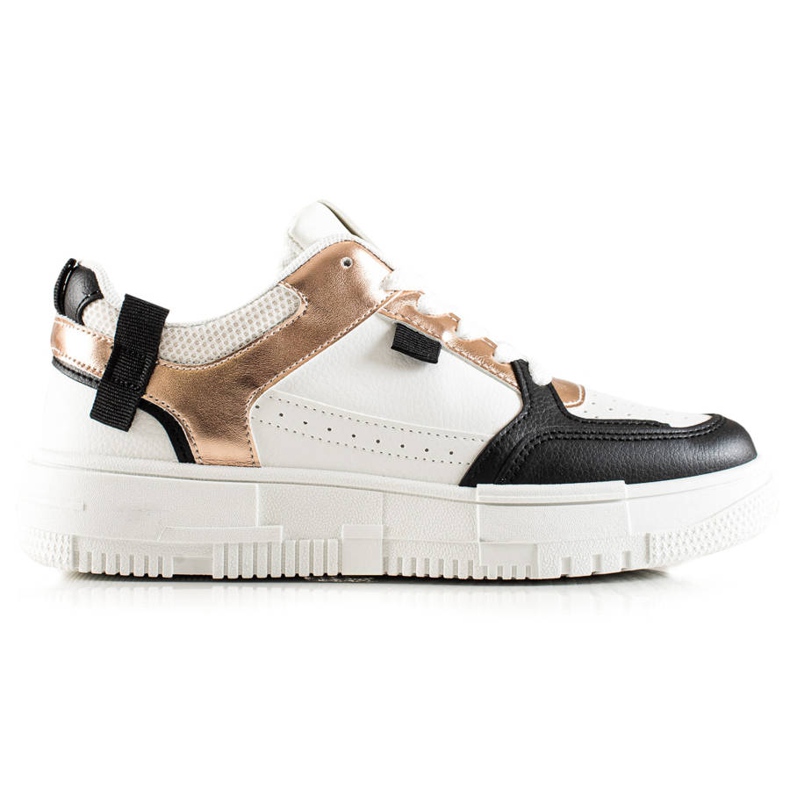 TRENDI Tênis estilosos branco preto dourado