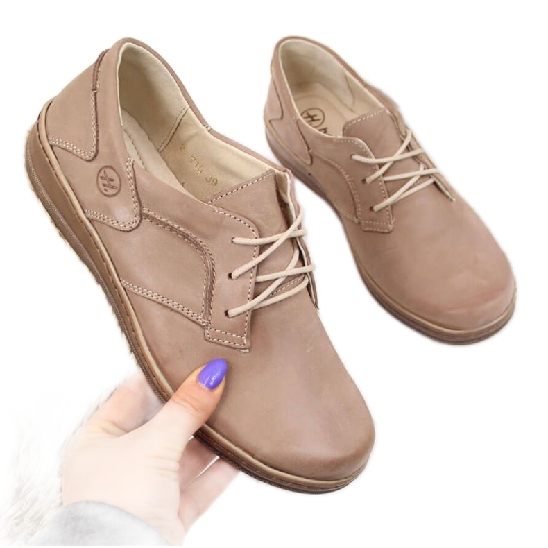 Sapatos de couro Comfort Helios 715 bege