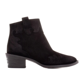 Marco Shoes Botas elegantes de couro com salto baixo preto