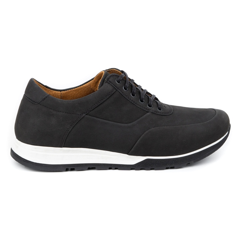 Olivier Sapatos casuais de couro masculino 902KNT nobuck preto