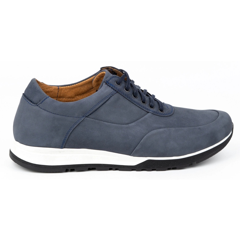 Olivier Sapatos casuais de couro masculino 902KNT nobuck azul marinho