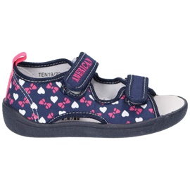 American Club Chinelos de sandálias americanas, inserção de couro TEN19 / 22 Azul marinho azul-marinho