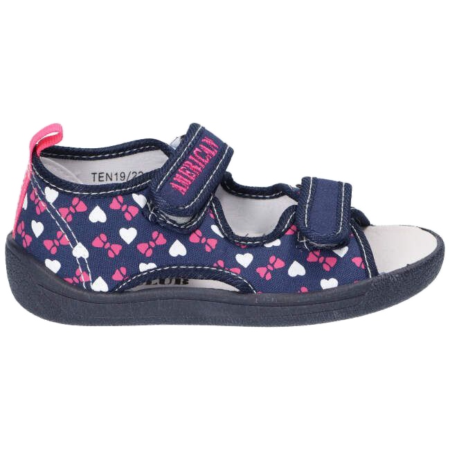 American Club Chinelos de sandálias americanas, inserção de couro TEN19 / 22 Azul marinho