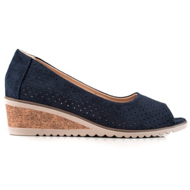 W. Potocki Sapatos Potocki de camurça com biqueira aberta azul marinho azul W. Potocki Sapatos Potocki de camurça com biqueira aberta azul marinho azul