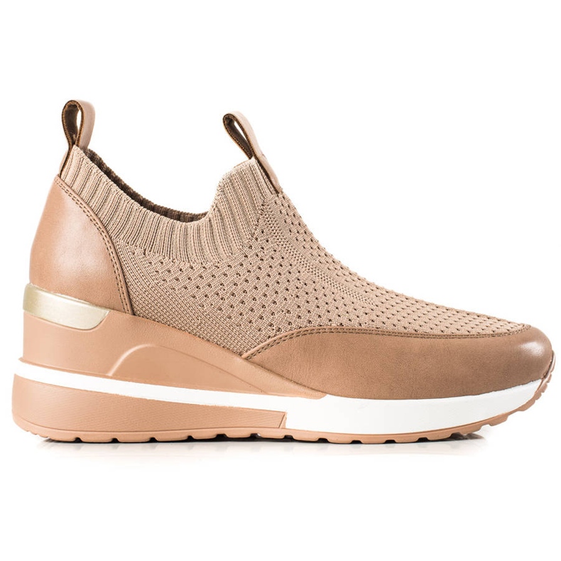 Snakers têxteis na cunha VINCEZA bege