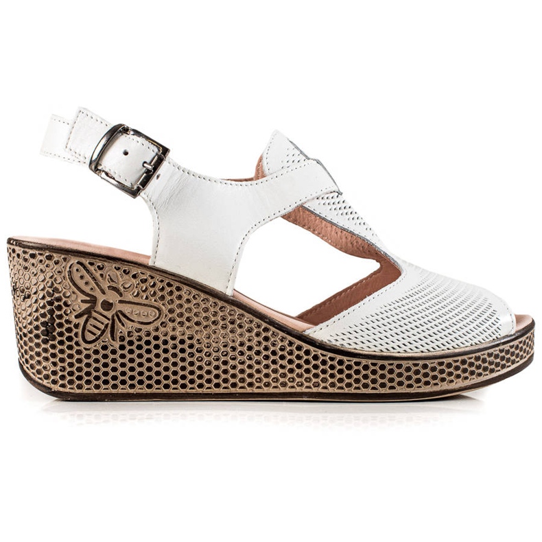 TRENDI Sandálias de cunha de couro branco