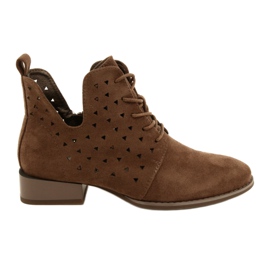 Botas femininas de camurça Daszyński Brown SA197-10 marrom