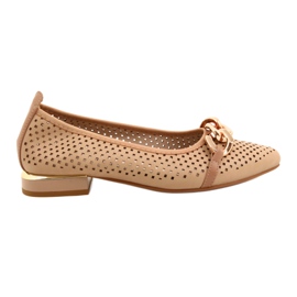 M.Daszyński Sapatos de bailarina abertos com corrente Daszyński SA201-6 Bege-dourado M.Daszyński Sapatos de bailarina abertos com corrente Daszyński SA201-6 Bege-dourado