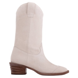 Marco Shoes Botas de cowboy sem isolamento de camurça natural branco