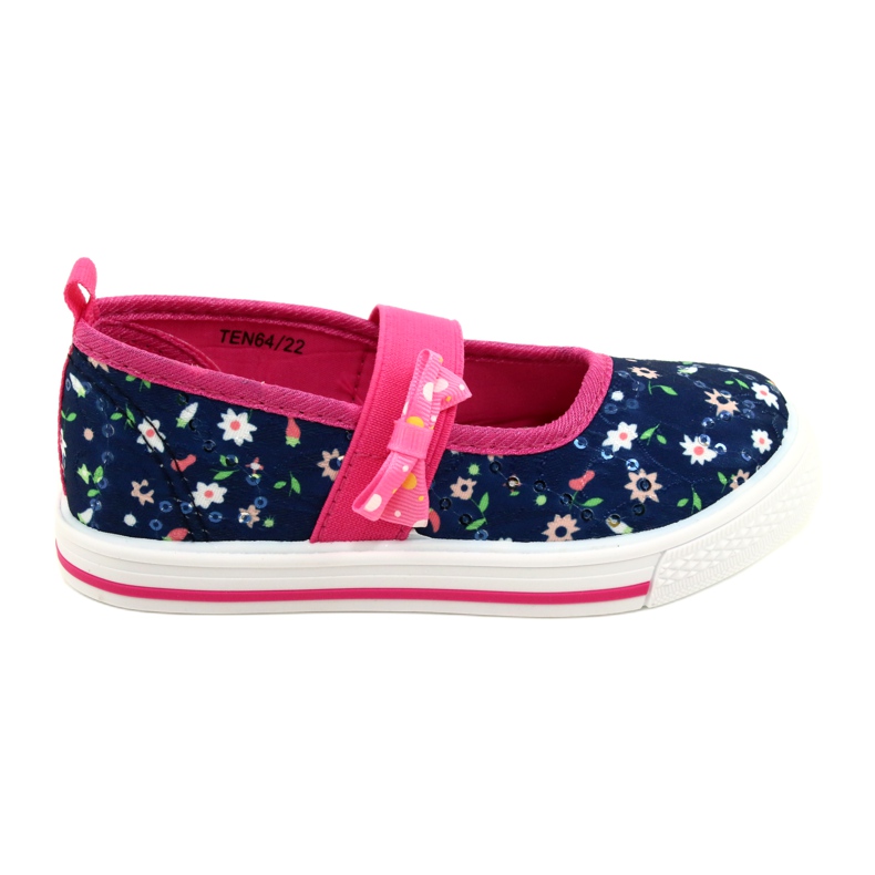 American Club Ballerinas de meninas tênis com um arco ten64/22 em flores azul azul