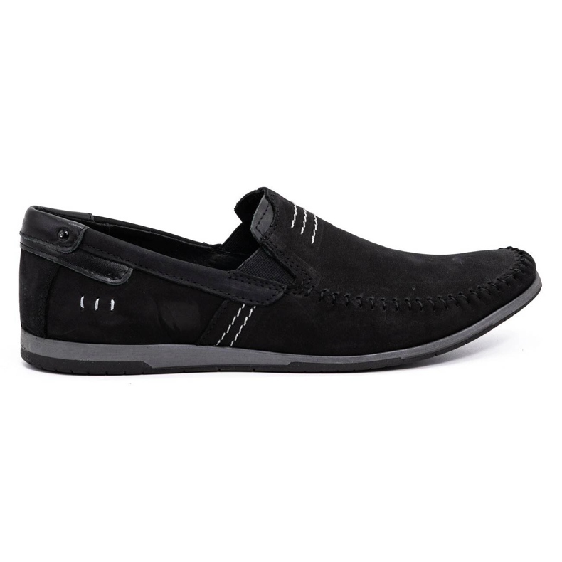 KOMODO Mocassim masculino de couro 876 camurça preta preto