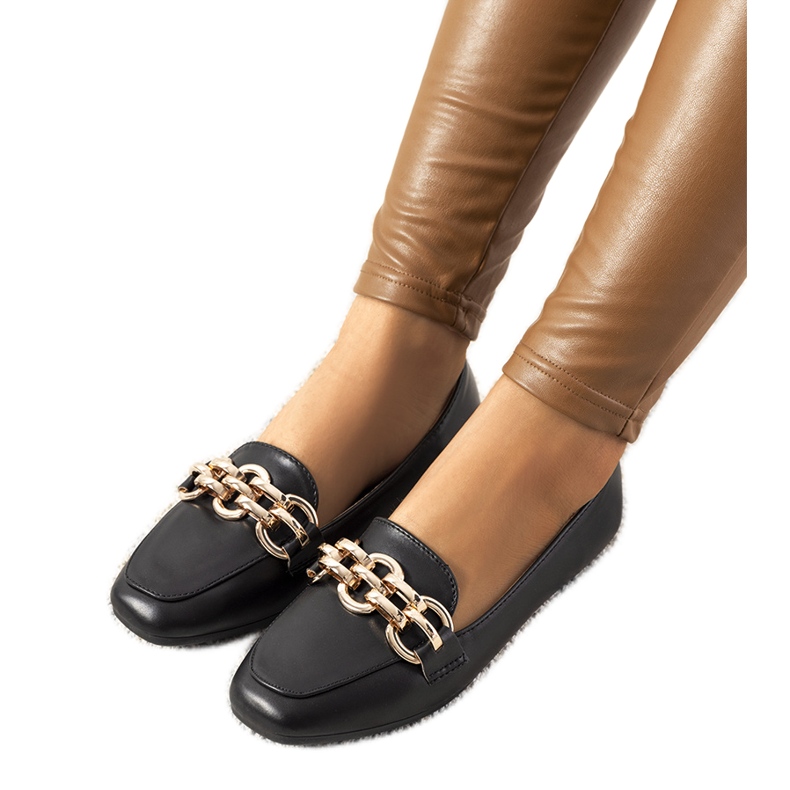 Mocassins pretos com corrente Tilison