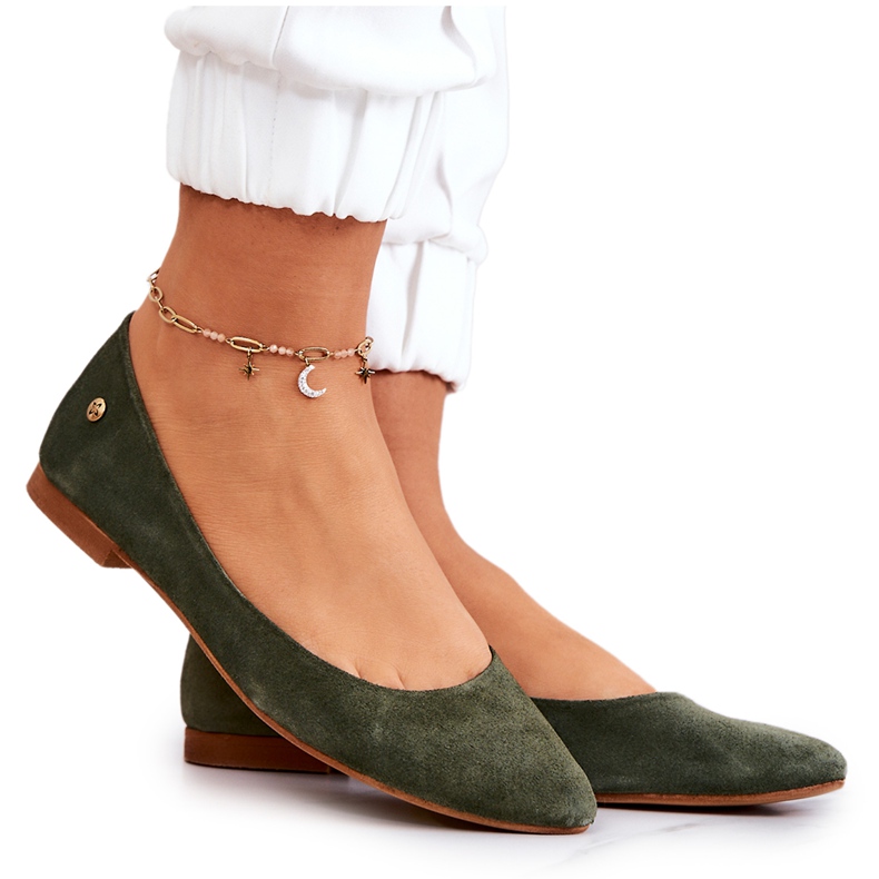 Bailarinas Femininas de Camurça Maciejka 04100-45 Cáqui verde