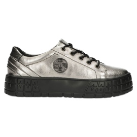 Filippo Tênis de couro estiloso DP3528/22 GN Gun Metal marrom prata