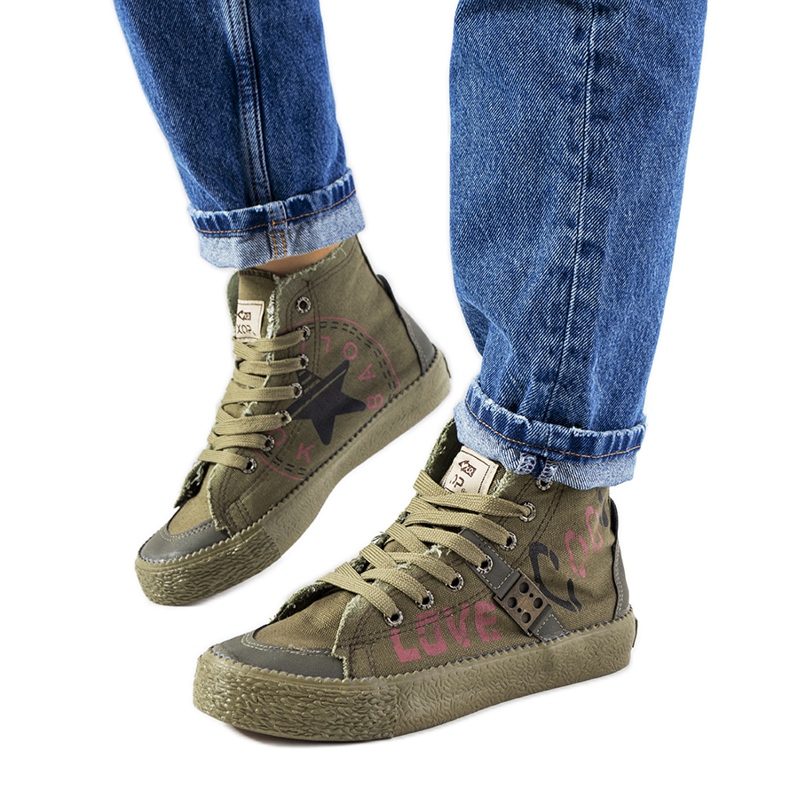 Tênis cano alto verde Amabella cáqui