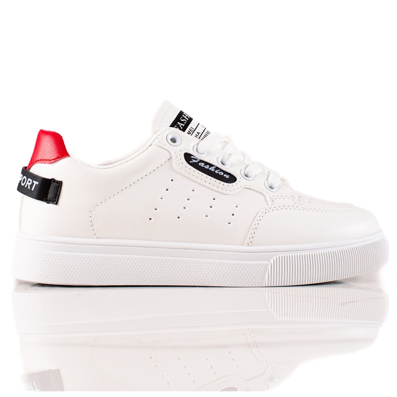 TRENDI Calçados esportivos feitos de couro ecológico branco