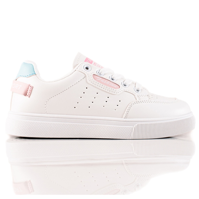 TRENDI Calçados esportivos feitos de couro ecológico branco