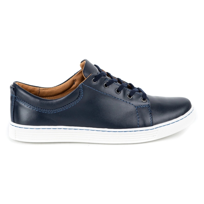 Olivier Sapatos casuais de couro masculino 946MA azul marinho