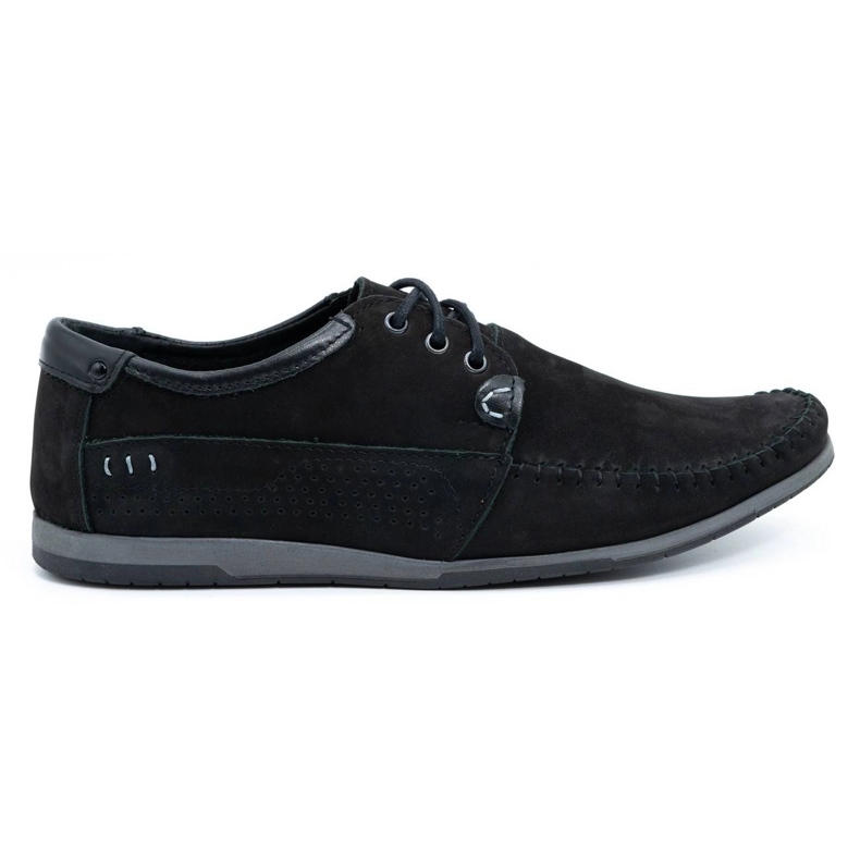 KOMODO Sapatos mocassins de couro masculino 875 nobuck preto