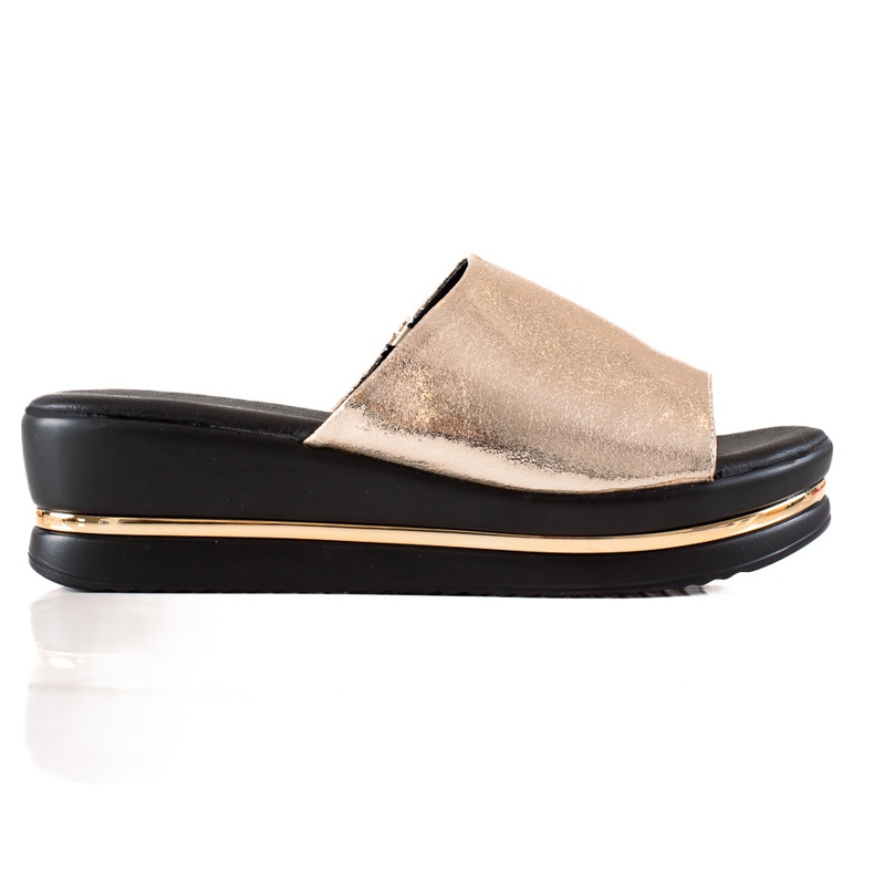 Goodin Chinelos brilhantes na plataforma dourado