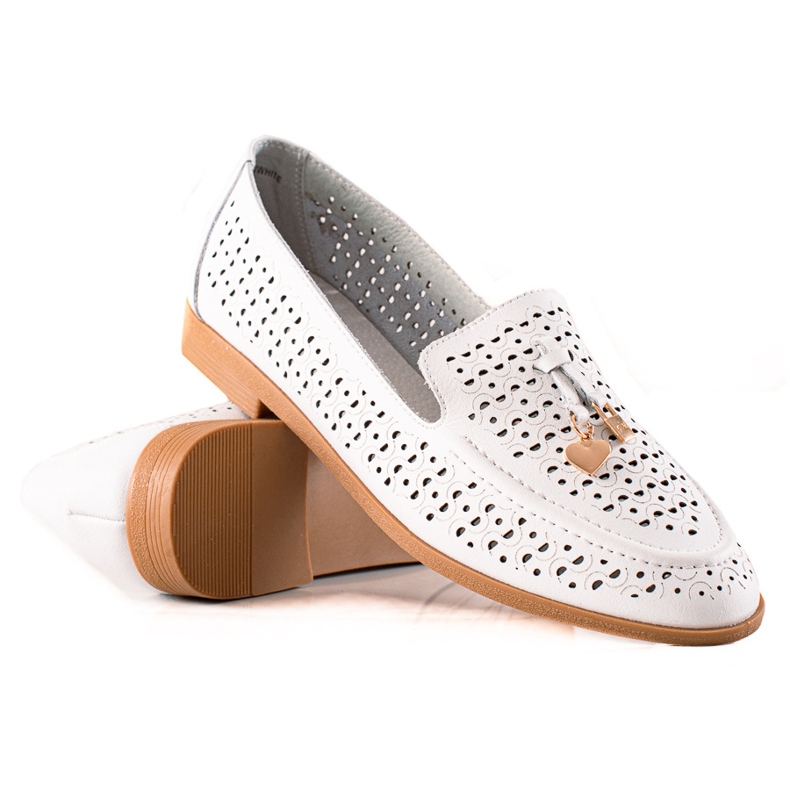 Goodin Mocassins de Couro com Ornamento branco