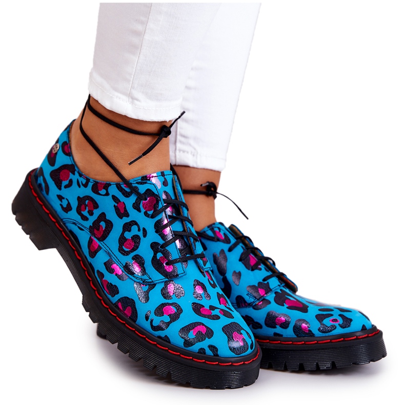 Sapatos Oxfords Femininos Maciejka 04087-47 de Couro Azul multicolorido